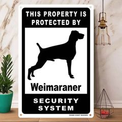 雑貨【Weimaraner/ワイマラナー】 Dog ドッグ 犬 メタルポスタ― Security セキュリティー 警告 ヤードサイン メタルプレート ブリキ看板 -208のサムネイル