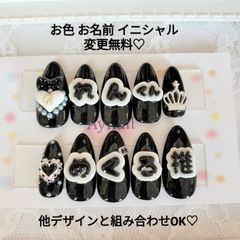 お急ぎ便C♥ ネイルチップ 量産型 ツイード フレンチ ハート リボン 3D 黒 m99186702159_1.jpg?1717678605