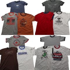 古着卸 まとめ売り リンガー 半袖Tシャツ 12枚セット (メンズ L /XL ) ハーシーズ 三段プリント 英文字 無地 中古 古着 NB3976