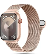 ★コンパチブル アップルウォッチ バンド 42mm 44mm 45mm 46mm 49mm コンパチブル Apple Watch バンド ステンレス留め金製 男女兼用 長さ調節 強力な磁 通気 メッシュ ベルト コンパチブル シャンパンゴールド