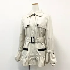 52d18 D&G DOLCE&GABBANA ドルチェアンドガッバーナ ステンカラーコート フリル ショートコート ジャケット スプリングコート 40 ベージュ コットンのサムネイル