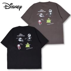 신품 맨즈 나이트 메어 비포어 크리스마스 디즈니 Disney 반소매 T셔츠 반소매 T셔츠 티셔츠 잭 샐리 제로 우기·부기 캐릭터 상품 자수 프린트 유니섹스 레이디스 차콜 그레이 블랙 블랙