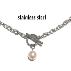 ピンクパール ステンレス マンテル ネックレス