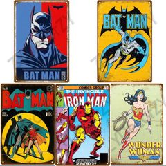 【輸入品】DCコミック アニメ  バッドマン  アイアンマン ワンダーウーマン ポスター アンティーク加工 ビンテージ加工 ブリキ看板 A4版 30cm×20cm