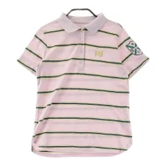 サイズ：0 PEARLY GATES パーリーゲイツ  半袖ポロシャツ 袖プリント ボーダー柄 ピンク系 [240101399083]# ゴルフウェア レディース ストスト