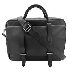 エルメス 2WAY メンズ ハンドバッグ ショルダーバッグ 肩掛け 斜め掛け  スティーブミーティング HERMES □R刻印 ブラック 黒 シルバー金具【中古品】