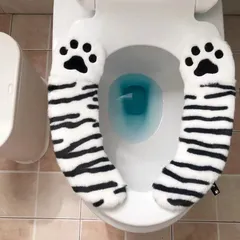 ホワイト　カバー　便座シート　トイレシート　ふわふわ　洗える　抗菌　持ち手付き