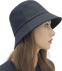 OZBERLI レディース バケット ハット バケハ 帽子 深め 小顔 シンプル コーデ 調整 日焼け UV カット 防止 おしゃれ 無地 ぼうし バケットハット ぼおし かくし 隠し 折り畳み(ブラック,  Free Size)