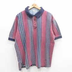XL/古着 セントジョンズベイ 半袖 ポロ シャツ メンズ 90s 鹿の子 大きいサイズ コットン エンジ他 ストライプ 24jul31 中古 トップス