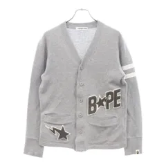 A BATHING APE (アベイシングエイプ) スターワッペン付き コットンカーディガン グレーのサムネイル