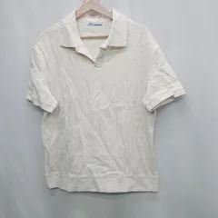 ◇ ⊂ ZARA ザラ リブニット 半袖 ポロシャツ サイズL オフホワイト系 レディース E  【1502060006217】