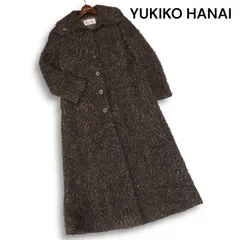 YUKIKO HANAI ユキコハナイ 秋冬 イタリア製生地★ ウール&モヘヤ ブークレ ロング コート Sz.9Y レディースのサムネイル