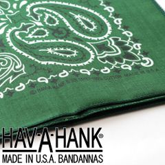 バンダナ USA生産 ハバハンク hav a hank traditional paiseley グリーン系 ペイズリー 54×54cm B22PAI-Z-HGRN