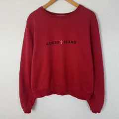 90s GUESS ゲス スウェットシャツ ロゴプリント レッド Lサイズ メンズ 古着 アメカジ ストリート