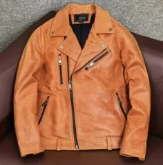 美品★カウハイド 牛革 レザージャケット ライダース バイクレザー 本革 メンズファッション アメカジ 革ジャン ジャンパー 稀少革 S～4XL