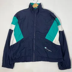 Champion  チャンピオン ナイロンジャケット 裏メッシュ ライトアウター 長袖 ワンポイント刺繍 オーバーサイズ ビックシルエット マレーシア製 Lサイズ グリーン ネイビー ホワイト