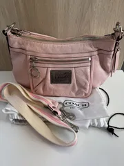 【中古品】COACH コーチ Poppy ポピー 2way 斜め掛け ショルダーバッグ ピンク レア 現状品