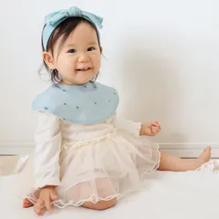 ギフトセット Lien de famille ブルーベリー 2点セット スタイ ヘアバンド （ ギフト セット 贈り物 お祝い おしゃれ 女の子 出産祝い 日本製 ベビーギフトセット 赤ちゃん ベビー よだれかけ ヘッドバンド プレゼント ）