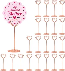 Rimikuru メモクリップ スタンド ハート 20個セット 可愛い 卓上 カードスタンド 結婚式 (ローズゴールド)