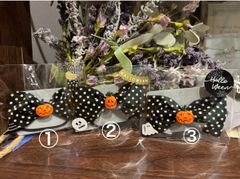 ⭐︎🎃ハロウィン　ハンドメイド　ドット×かぼちゃ　ヘアゴム　ヘアアクセ⭐︎🎃 ハロウィンパーティーにも！