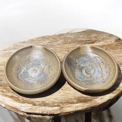 唐津焼 ２客セット 茶碗 茶道具 お椀 味のあるお椀 未使用品 古物 陶器 工芸品 蔵出し
