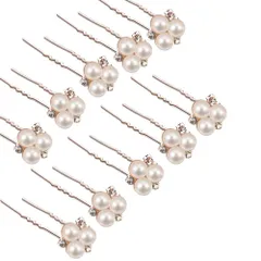 【特価商品】結婚式 ヘアピン 着物 ヘアピン 成人式 パーティＵピン 卒業式 パール 和装 パール 花嫁 髪飾り 普段使い ヘアアクセサリー 10本セット Ｕピン (Rose パールピン Gold)