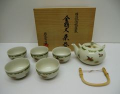 1795 織部焼 玉露 茶器揃 急須 湯冷 茶碗6客 木箱入り - メルカリ