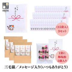 博屋 大量 退職 お礼 個包装 お返し 三毛猫「 プチギフト いつもありがとう 」梅塩飴５個入 x 45パック  挨拶回り 粗品 
