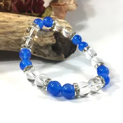 水晶&青瑪瑙　パワーストーン ブレスレット 天然石ブレスレット 8mm（シルバー）レディース 女性  数珠ブレス 開運 プレゼント ギフト  [5] 