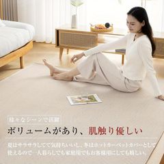 1.5畳マット - 滑り止め裏地付き、洗濯機対応ソフトマット、ベージュ/ニュートラルトーン - オールシーズンリビングルーム・寝室用フロアマット - 簡単お手入れモダンホームデコレーション、マット、スカンジナビアンデザイン、耐久性抜群のインテリアマット