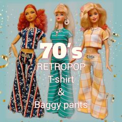 1/6ドール服✾70'sレトロポップ✾レトロ柄セットアップ✾Tシャツ