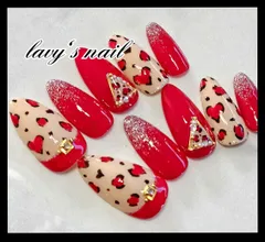 ハートレオパード　ジェルネイルチップ
