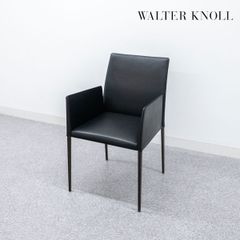 【中古品】Walter Knoll ウォルターノル Deen ディーン ダイニング アーム チェア ラウンジ リビング レザー ブラック 定価21万