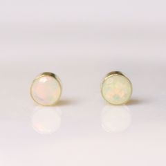 14KGF オパール 4mm 天然石 ベゼル ピアス