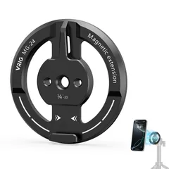 【人気商品】スマートフォン三脚マウント1/4インチネジ穴 コールドシュー付き 360度回転 超強力磁力 14/13/12/11/10/9/8/7/Android/三脚/カメラ対応 片手操作 三脚 三脚 金属製 magsafe対応三脚 スマホホルダー マウント