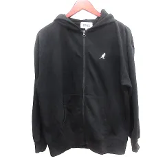 カンゴール KANGOL トライフォース TRI-FORCE パーカー ジップアップ スウェット 刺繍 プリント 長袖 S 黒 ブラック /AU