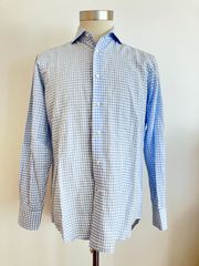 【中古品】鎌倉シャツ （メーカーズシャツ鎌倉）ワイドカラーシャツ　SIZE:40-84　Col:ホワイト/ライトブルーのウィンドウペンチェック