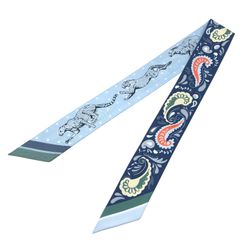 エルメス HERMES ツイリー　GUEPARDS　BANDANA ブルー シルク レディース スカーフ