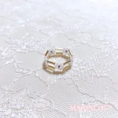 きれいめ プチプラ フラワーゴールドリング(NO.358)