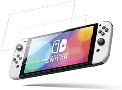 JACRON 2枚セットSwitch 有機ELモデル対応 保護 ガラスフィルム 強化ガラス 耐衝撃 指紋防止 高透過率 OLED 保護フィルム(Switch 有機ELモデル)