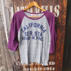 【Hollywood Ranch Market】 ハリウッドランチマーケット ハリラン 聖林公司 ラグラン 染み込み プリント カレッジ ロゴ 長袖 Tシャツ ロンT カットソー  2 (M)
