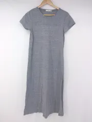 ◇ earth music&ecology アース ミュージック＆エコロジー シンプル 半袖 膝下丈 ワンピース グレー レディース P  【1308090008388】
