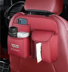 キャデラック Cadillac 車用 シートバックポケット 1個入り バックシートポケット 収納バッグ 後部座席収納 車用収納ポケット☆レッド