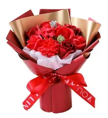 SCAMPER ソープフラワー 誕生日 プレゼント 女性 人気 花束 造花 ギフト ドライフラワー インテリア 結婚記念日 発表会 敬老の日 母の日 退職 祖母 彼女 送別会 専用のギフト ブーケ プレゼント 記念日 贈り物 (赤)