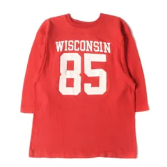 Champion チャンピオン Tシャツ サイズ:M 80s トリコタグ カレッジ 7分袖 フットボール Tシャツ ウィスコンシン大学モデル レッド 赤 vintage ヴィンテージ トップス カットソー 長袖 古着 アメカジ