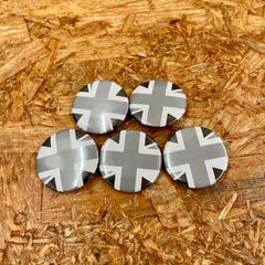 5個セット モノクロユニオンジャック 缶バッジ 32mm モッズマーク イギリス国旗 UK バッチ バッヂ ロッカーズ PUNK パンク べスパ トライアンフ