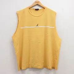 XL/古着 ノーティカ ノースリーブ ブランド Tシャツ メンズ ワンポイントロゴ 大きいサイズ コットン クルーネック 黄 イエロー 25jul18 中