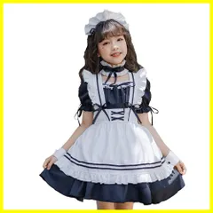 【再販】仮装 女の子 ワンピース コスプレ 半袖 可愛い ハロウィン ロリータ パーティー 子供 イベント 演出服 メイド服 蝶結ぶ 5点セット YUEEI (140)