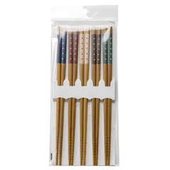 新品 アサヒ興洋 箸 22.5cm ドット柄 ブルー/レッド/クリーム/ブラウン/グリーン 5膳入 すべり止め加工 日本製 木製 スス竹 T-46