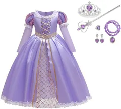 140_ラプンツェル風 [EKOMIS] ラプンツェル ドレス 子供 コスチューム プリンセス ドレス キッズ コスプレ ハロウィーン ワンピース 仮装 イベント 誕生日プレゼント ふんわり キッズドレス 記念撮影用 100 110 120 130 140 1